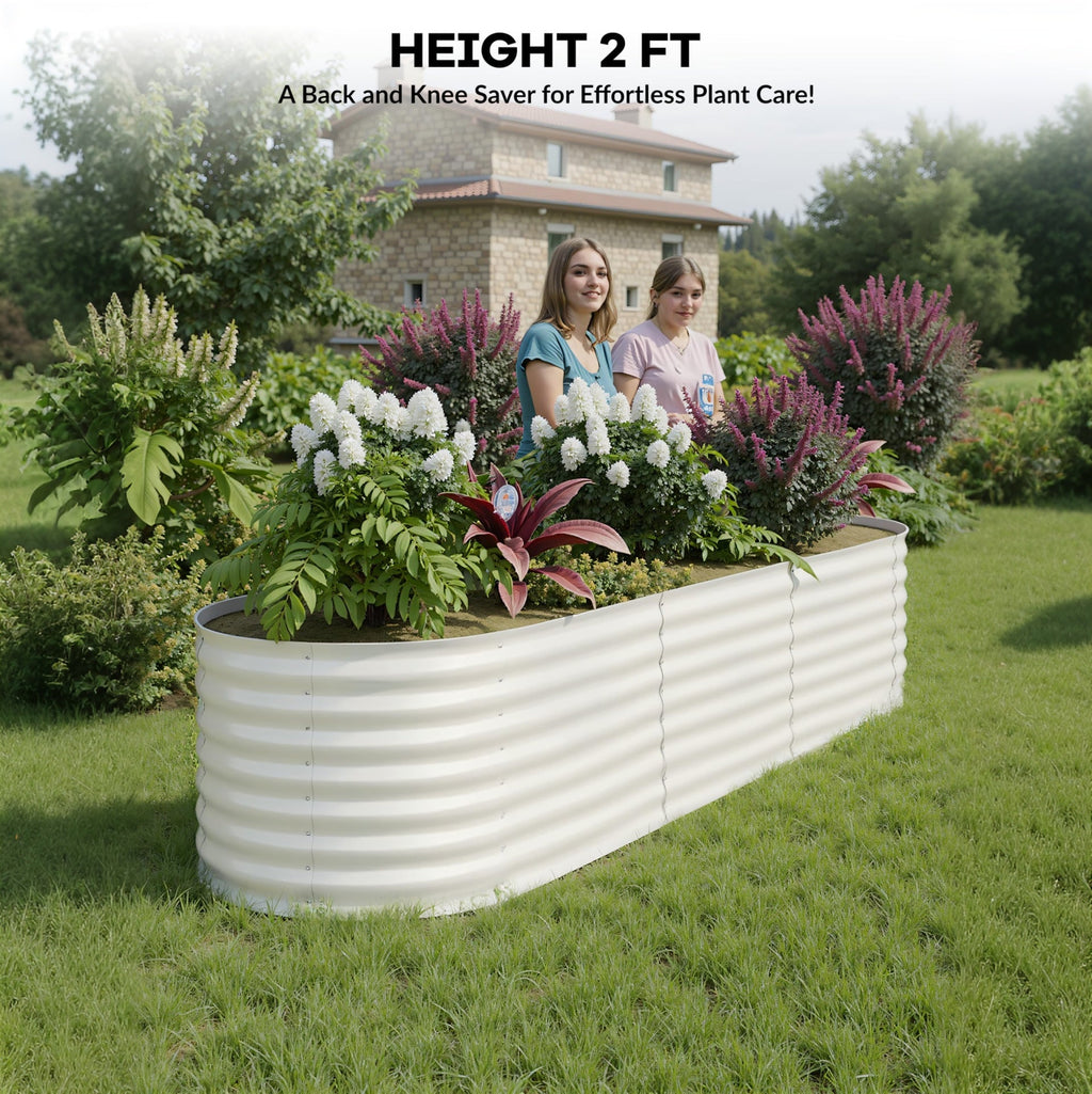 Garvee 8' X 2' X 2' Galvanized Steel Raised Garden Bed, Metal Planter Box for Vegetables & Herbs, Open Base Drainage, Rust-Resistant, Easy Assembly