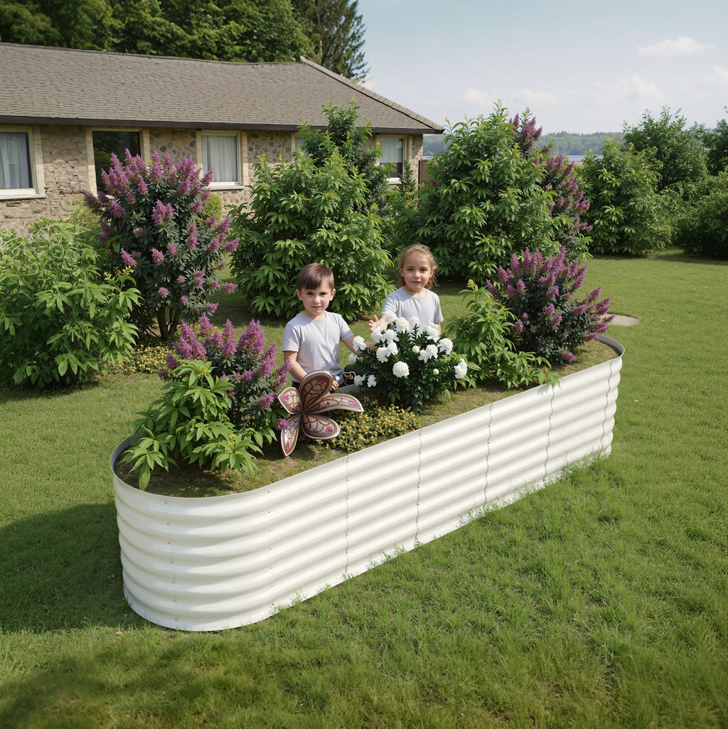 Garvee 8' X 2' X 2' Galvanized Steel Raised Garden Bed, Metal Planter Box for Vegetables & Herbs, Open Base Drainage, Rust-Resistant, Easy Assembly