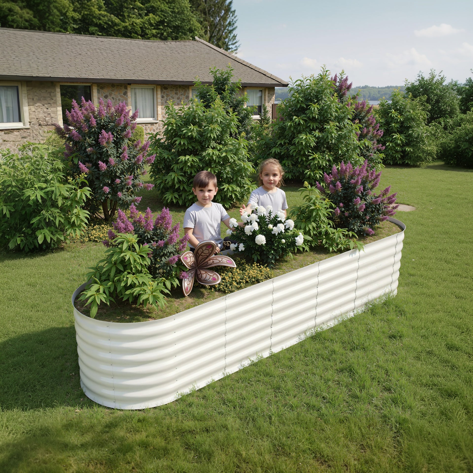 Garvee 8' X 2' X 2' Galvanized Steel Raised Garden Bed, Metal Planter Box for Vegetables & Herbs, Open Base Drainage, Rust-Resistant, Easy Assembly
