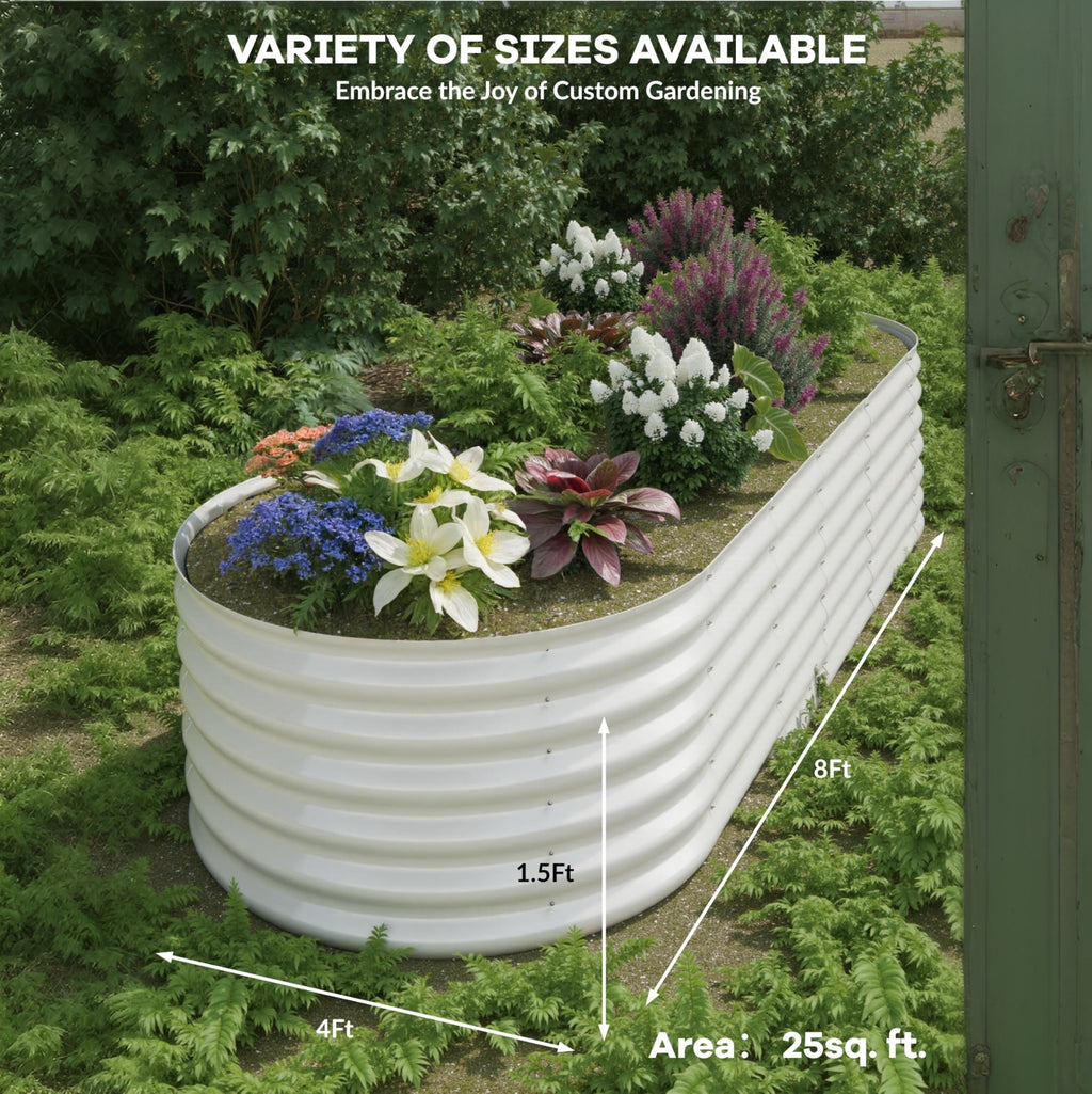 Garvee 8' X 4' X 1.5' Raised Garden Bed Galvanized Steel Rust-Proof Easy Assembly Open Bottom Design Beige for Patio Yard Gardening