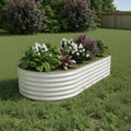 Garvee 8' X 4' X 1.5' Raised Garden Bed Galvanized Steel Rust-Proof Easy Assembly Open Bottom Design Beige for Patio Yard Gardening