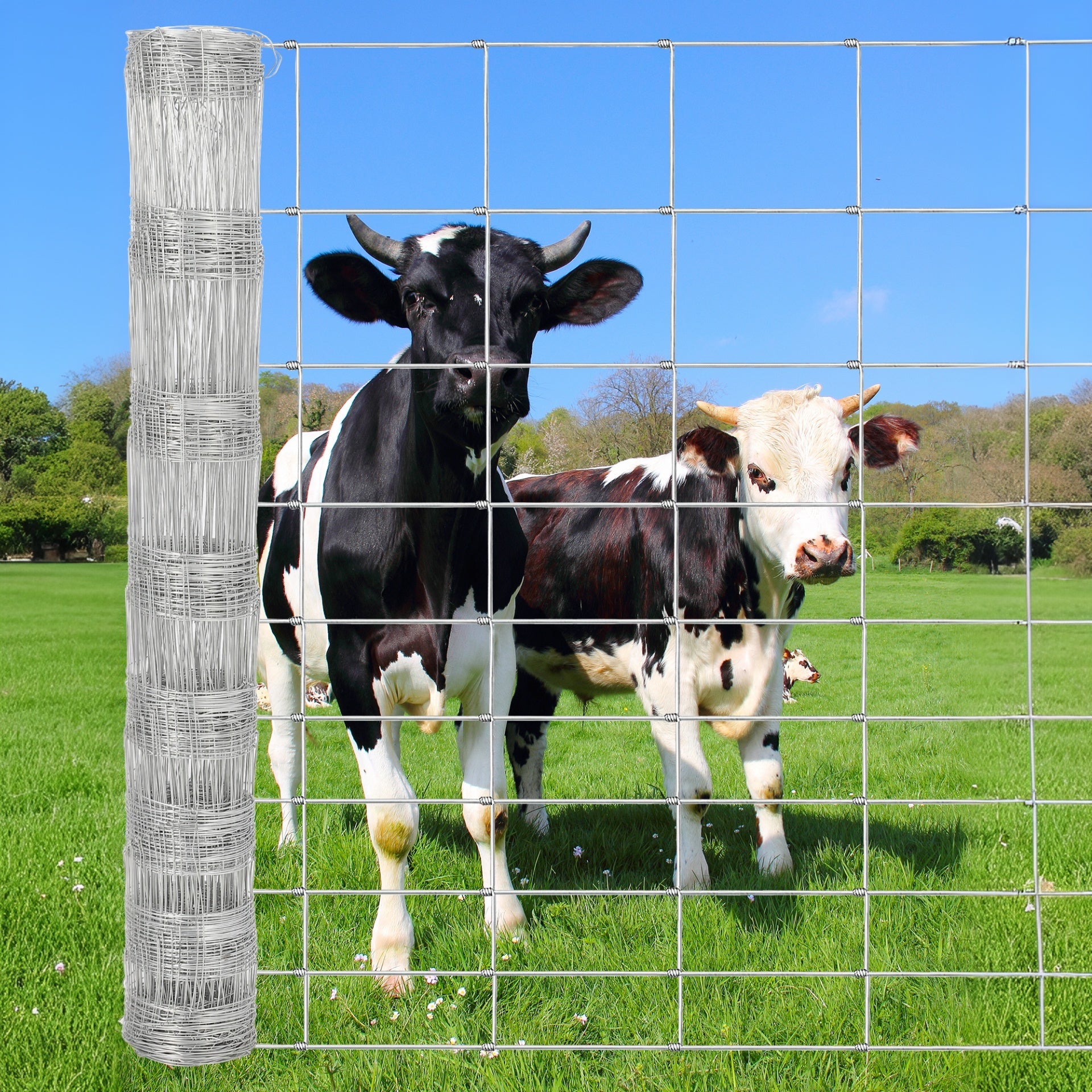Garvee 5'x164' Cattle Fence - 15-Gauge Galvanized Steel with Zinc Coating, Reinforced Joints for Livestock & Garden Protection