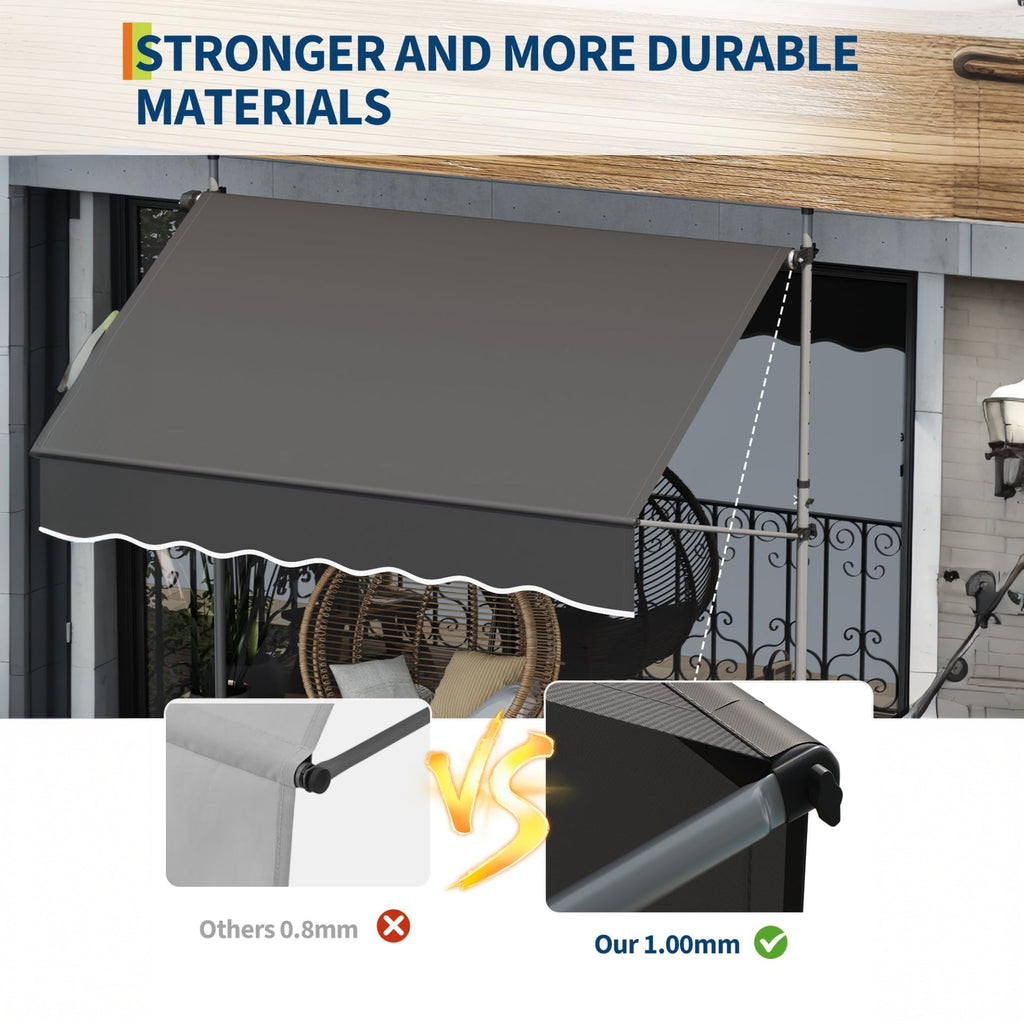 Garvee 118"x118"  Retractable Patio Awning, Manual Outdoor Sunshade, Adjustable Height & Angle, UV Resistant & Water-Resistant, Aluminum Frame, Black