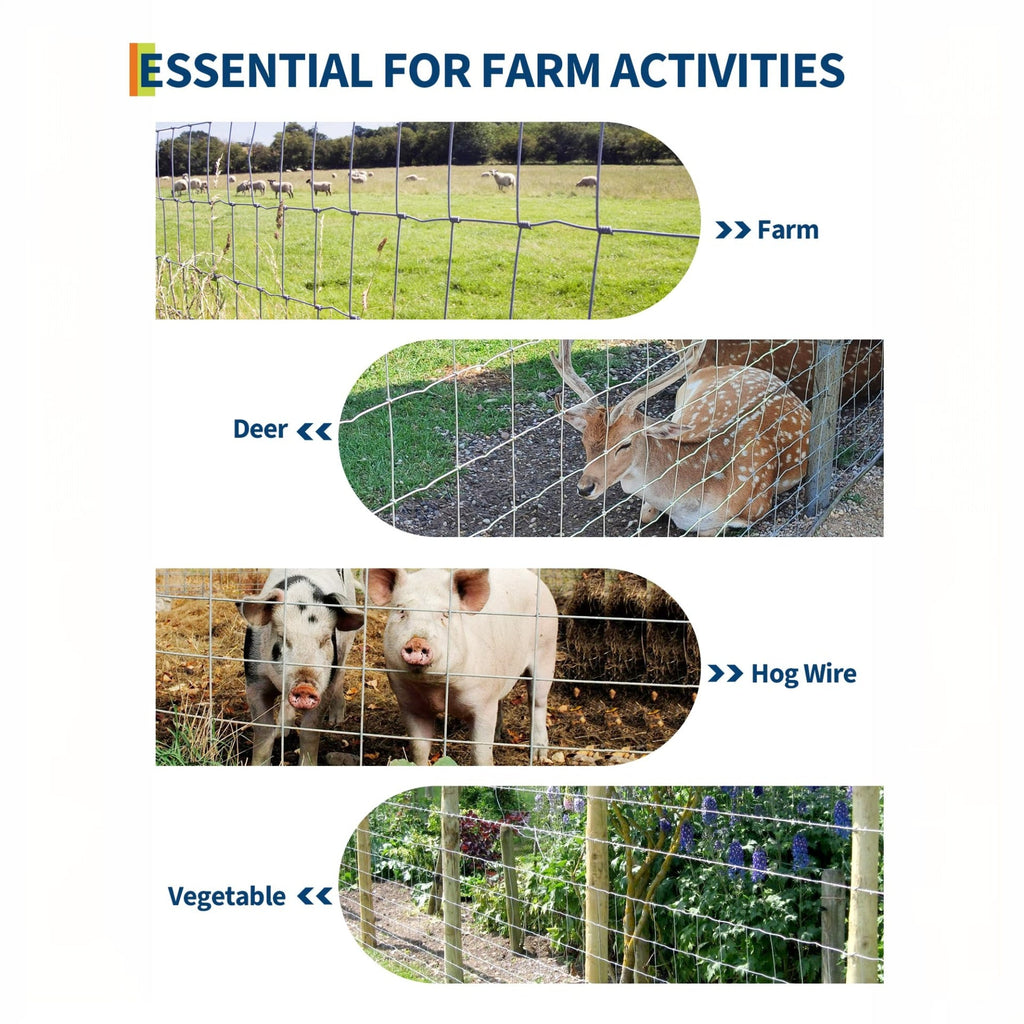 GARVEE 6'x164' No-Climb Fence - Heavy Duty Galvanized Steel w/Reinforced Knots (Zinc Coated, Pre-Rolled for Ranch/Pasture)
