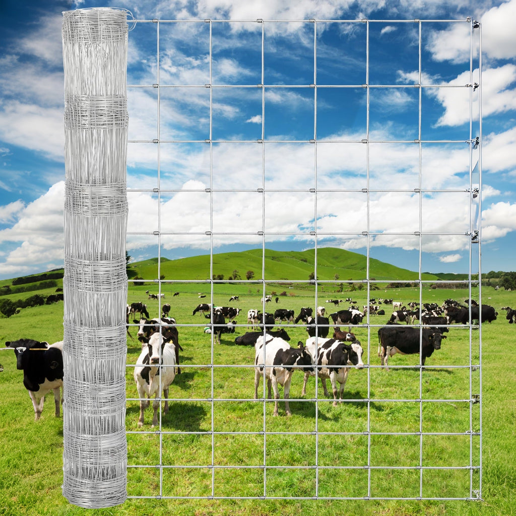 GARVEE 6'x164' No-Climb Fence - Heavy Duty Galvanized Steel w/Reinforced Knots (Zinc Coated, Pre-Rolled for Ranch/Pasture)