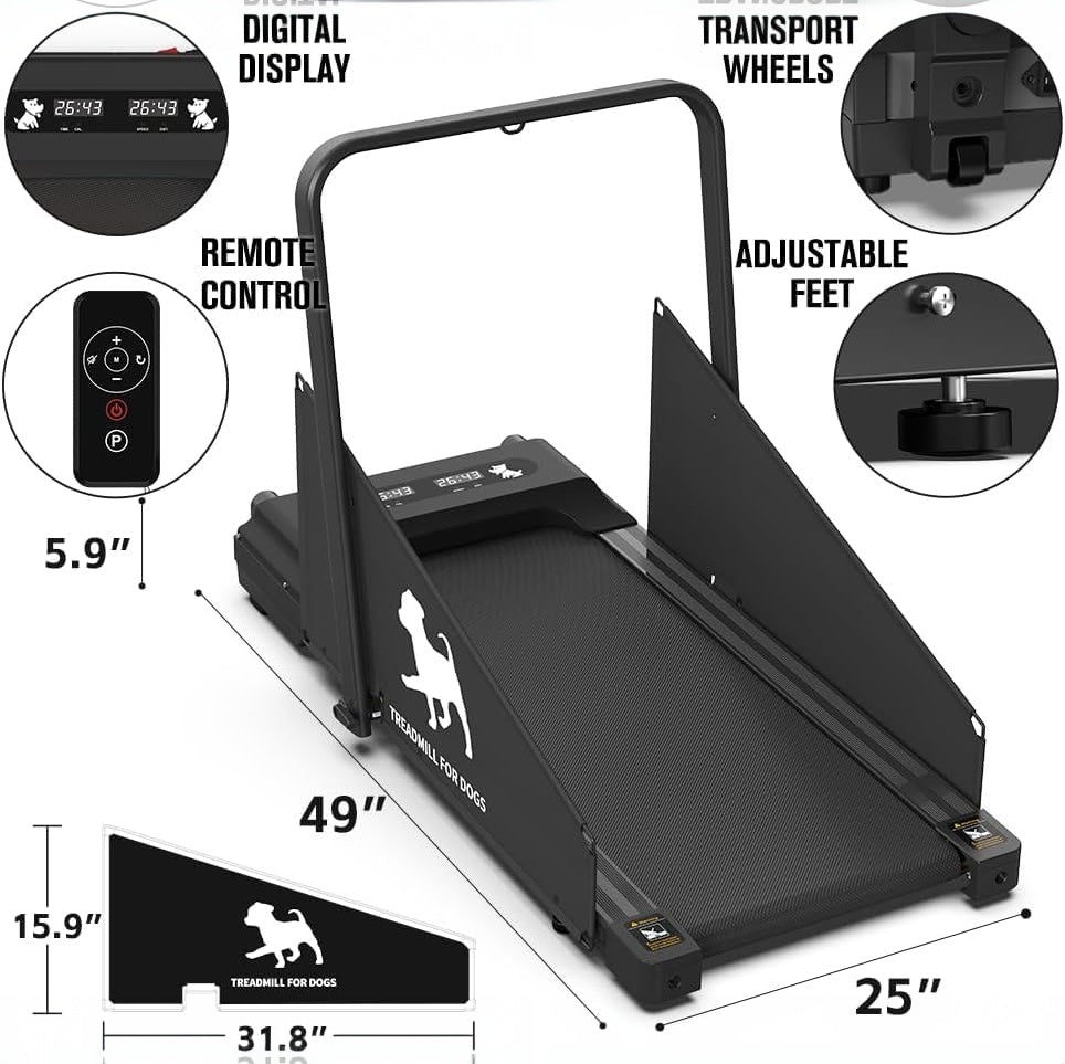 Garvee Dog Treadmill for Small and Medium Dogs, 2.5 Hp Foldable Pet Treadmill for Doggy Running Machine, 2 in 1 Foldable Pet Pacer Treadmill Pad with LED Display for Home Use, Black