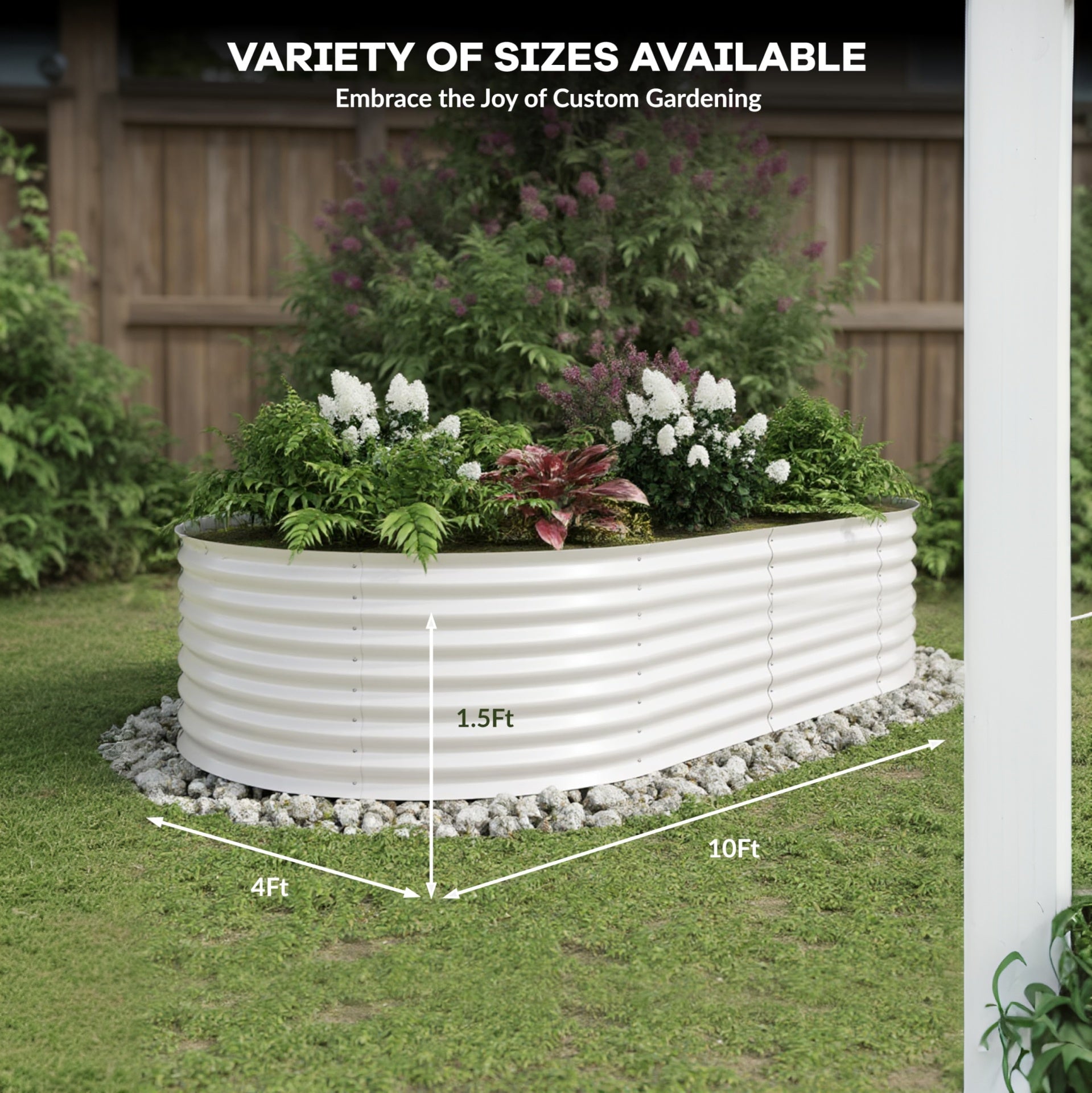 Garvee 10' X 4' X 1.5' Raised Garden Bed Galvanized Steel Durable Rust-Resistant Easy Assembly Open-Bottom Design Outdoor Vegetable Flower Planter
