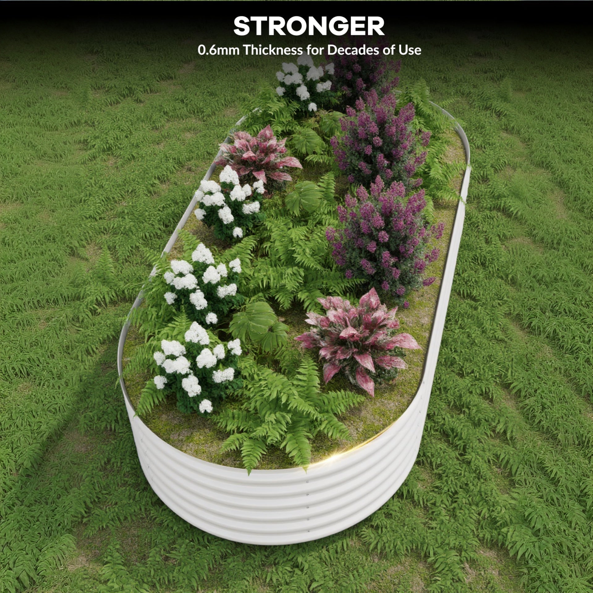 Garvee 10' X 4' X 1.5' Raised Garden Bed Galvanized Steel Durable Rust-Resistant Easy Assembly Open-Bottom Design Outdoor Vegetable Flower Planter