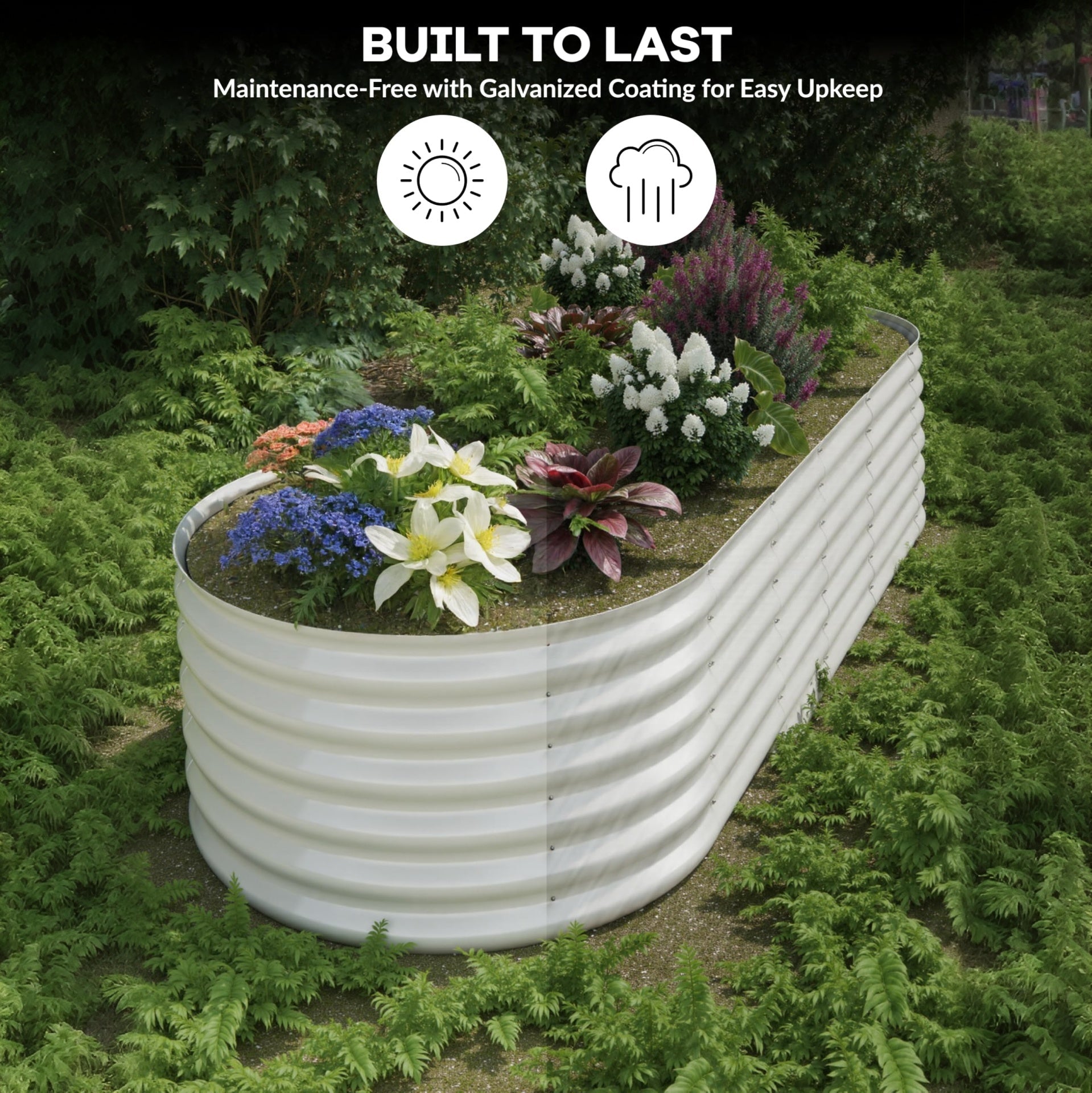 Garvee 10' X 4' X 1.5' Raised Garden Bed Galvanized Steel Durable Rust-Resistant Easy Assembly Open-Bottom Design Outdoor Vegetable Flower Planter