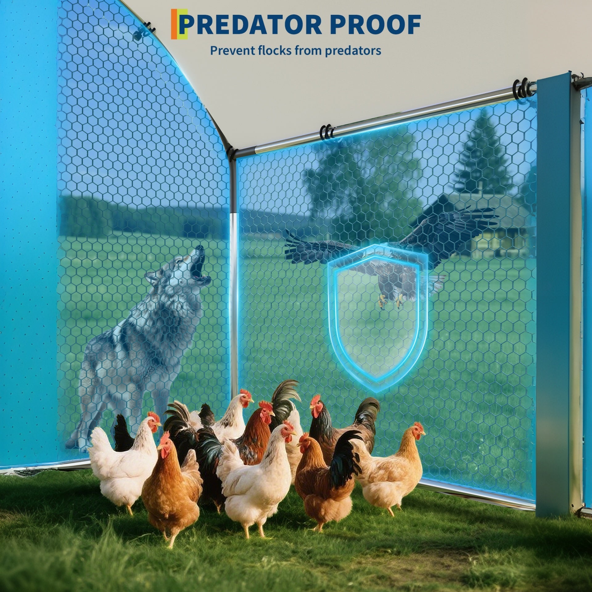 Garvee Upgrade Large Metal Chicken Coop with Feeder Door & Escape-Proof Design, Outdoor Domeroof Walk-in Poultry Cage with Waterproof Anti-UV Cover, Up to 20 Chickens,for Yard or Farm 13x 9.8x6.6FT
