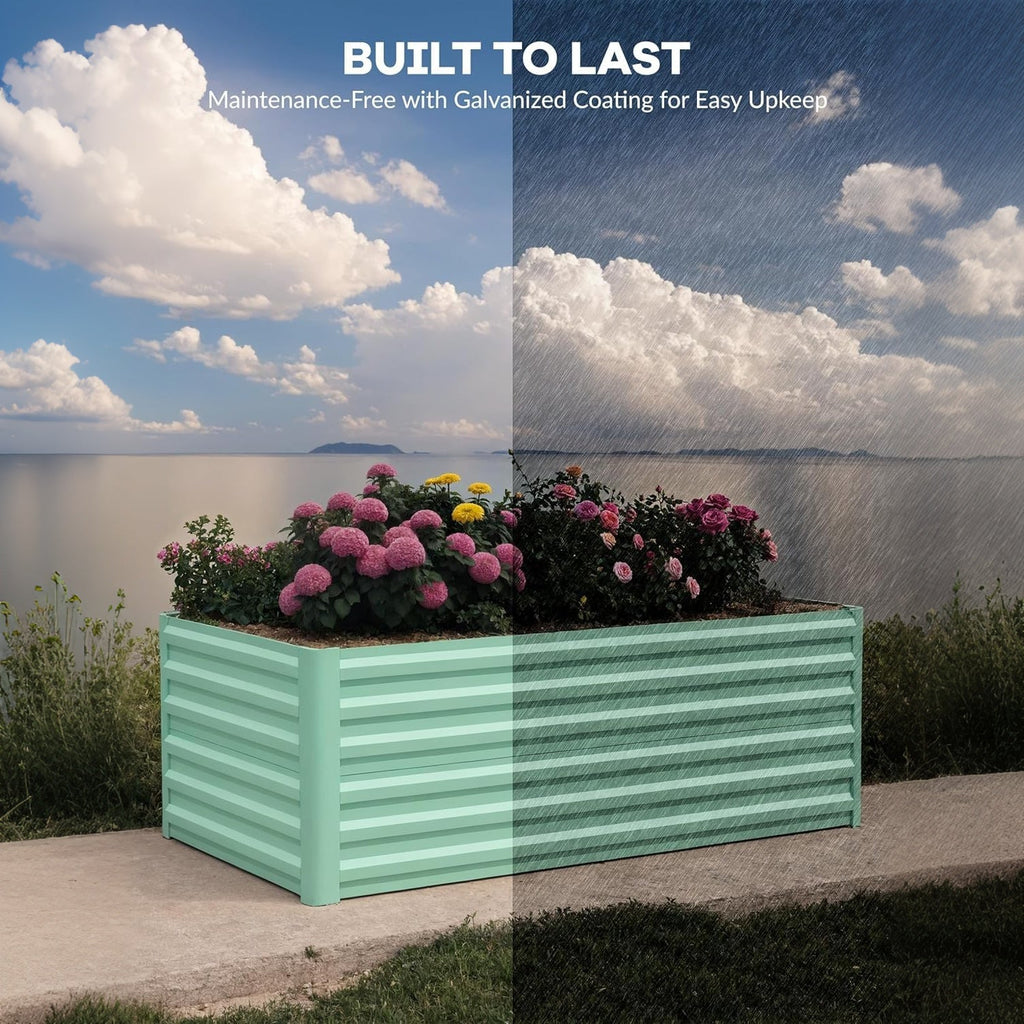 Garvee 2 Pack 6x3x2 ft Rust-Resistant Raised Garden Beds for Deep Root Plants , Green Galvanized Steel, 24" Tall Planter Boxes for Outdoor Vegetables, Flowers & Herbs, Easy Assembly Landscape Edging, Color: System Default