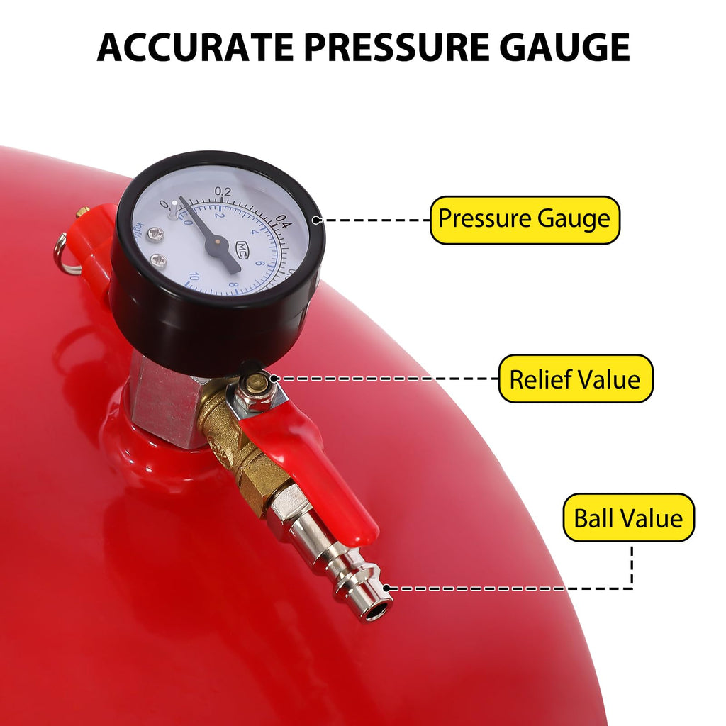 Garvee 20 Gallon Waste Oil Drain Tank, Portable Oil Drain Container, Air Operated Drainer, Fluid Fuel Transfer Drainage, Adjustable Funnel Height with Wheel &15'' Premium Bowl and a Toolbox, Red