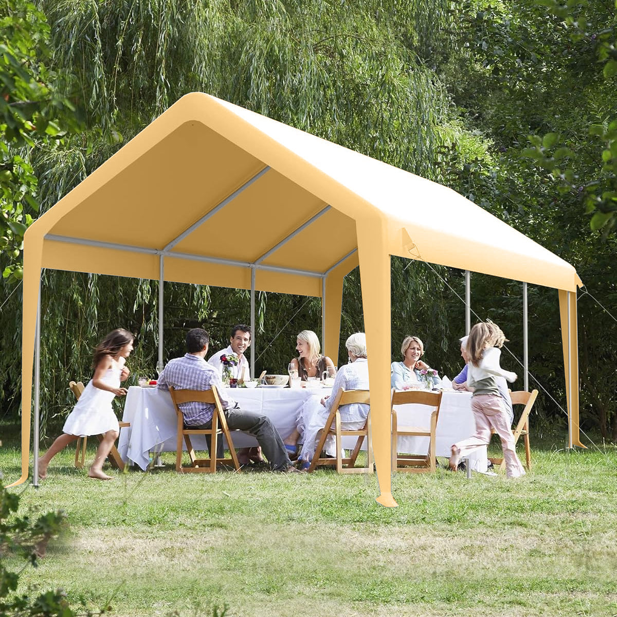Garvee 10'x20' 200G Heavy-Duty Carport Replacement Cover - Waterproof & UV Protected Garage Tent Top Tarp (Top Cover Only, Frame Not Included), Yellow