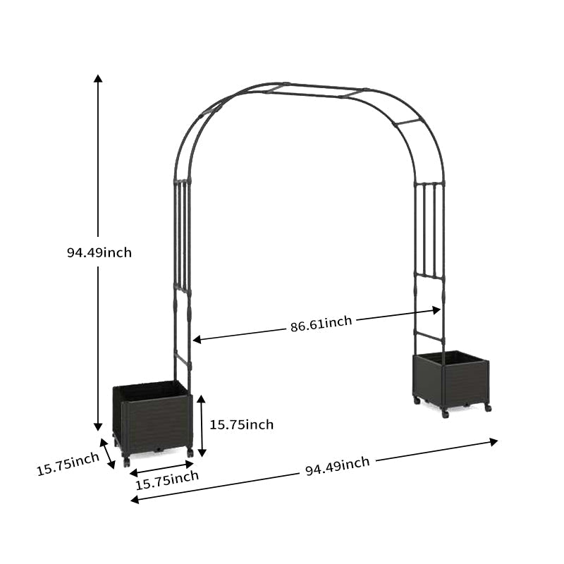 Garvee Metal Garden Arch Trellis, Black Wedding Arbor for Climbing Plants, Span 2.2