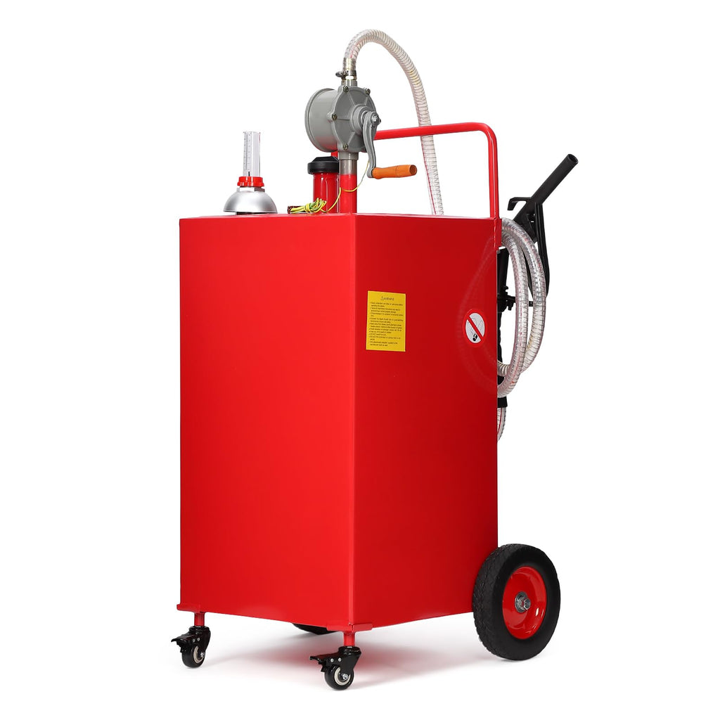 Garvee 30 Gallon Stainless Steel Portable Fuel Caddy, Manual Pump & 4 Wheels
