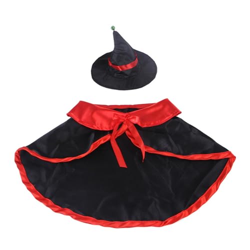 Garvee Halloween Costume Cat Cloak with Devil Horn Hat Funny Witch Cape Cute Cat Dog Clothes for Halloween Cosplay Party Suit L
