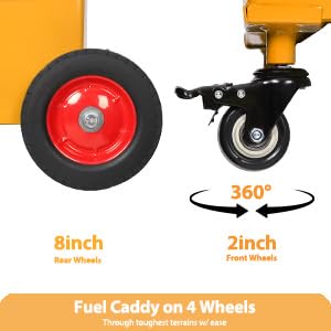 Garvee 35 Gallon Portable Fuel Caddy with Manual Pump, Heavy Duty Gasoline & Diesel Transfer Tank, Orange