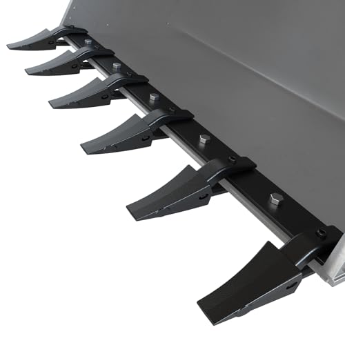 Garvee 48" Bucket Tooth Bar for Tractor Loader, Heavy-Duty Alloy Steel with Replaceable Teeth, Bolt-On Design for Bucket Protection and Soil Excavation, Black