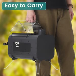 Garvee Outdoor Portable Wood Stove, Tent Stove,Wood Burning Stove for Camping,Cast Iron Wood Stove,Tent Heaters for Camping, Includes Chimney Pipes ans View Glass,Ice-fishing, Cookout, Hiking, Travel