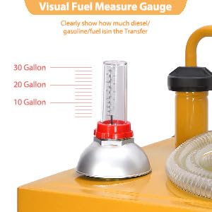 Garvee 35 Gallon Portable Fuel Caddy with Manual Pump, Heavy Duty Gasoline & Diesel Transfer Tank, Orange