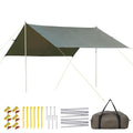 Garvee Camping Tarp, Hammock Rain Fly Camping Tarp Waterproof with 2 Aluminum Poles, Lightweight Backpack Tent tarp for Traveling, Green - 13X9FT