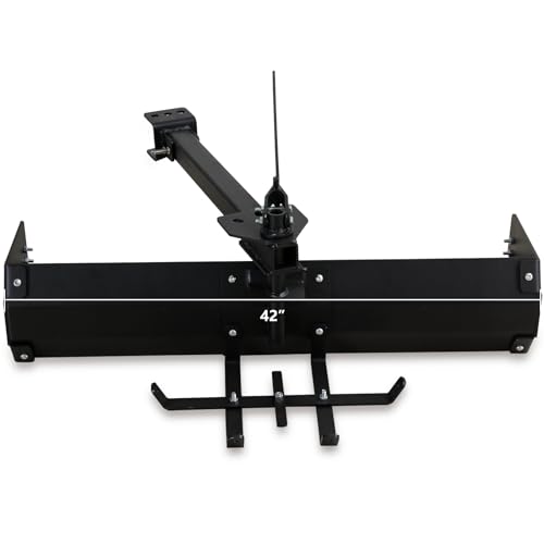 Garvee 42" Tow Behind Box Scraper Lawn Tractor Attachments with Tractor Box Blade Hitch Tow Fit for ATV UTV, Black
