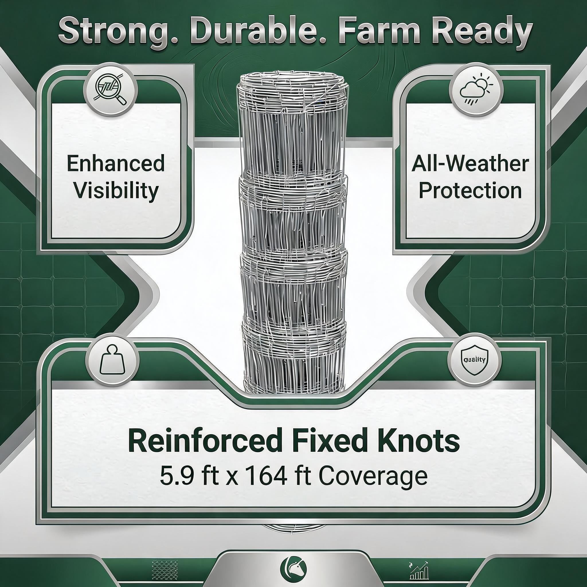 Garvee 5.9ft x 164ft Galvanized Cattle Fence, Fixed Knot Livestock Wire Fence, Heavy Duty Field Fence for Cattle Sheep Pig Deer, Rust Resistant Farm Fence for Pasture Garden
