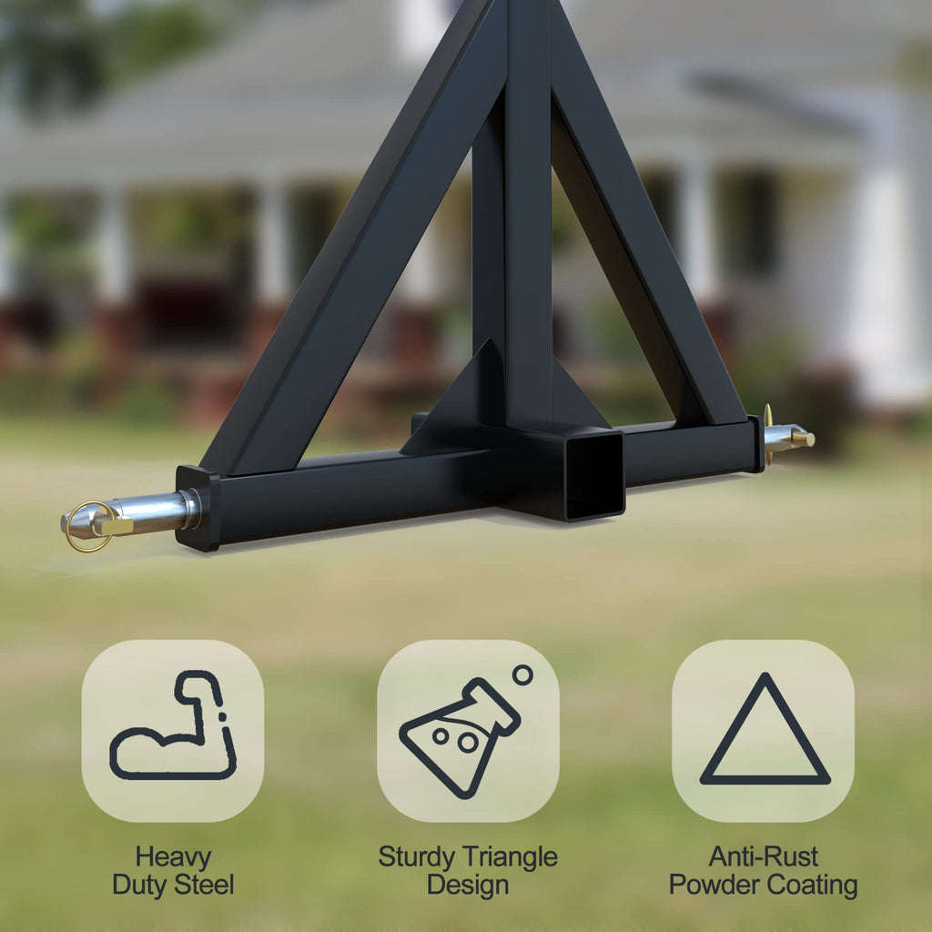 Garvee 3 Point Hitch 2 Inch Receiver Trailer Hitch Category 1 Heavy Duty Tractor Compatible for Kubota, John Deere, BX, LM25H, Cat, WLM Tractor, NorTrac, Yanmar, Kioti