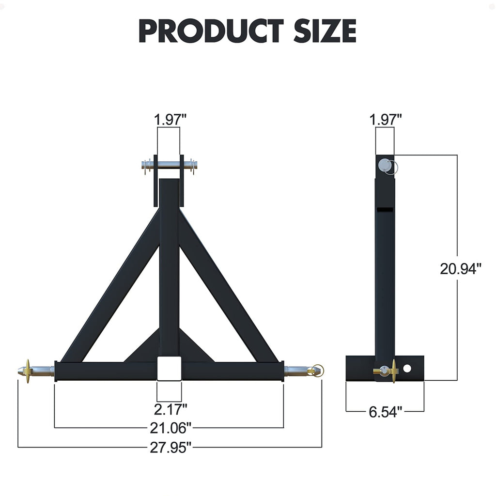 Garvee 3 Point Hitch 2 Inch Receiver Trailer Hitch Category 1 Heavy Duty Tractor Compatible for Kubota, John Deere, BX, LM25H, Cat, WLM Tractor, NorTrac, Yanmar, Kioti