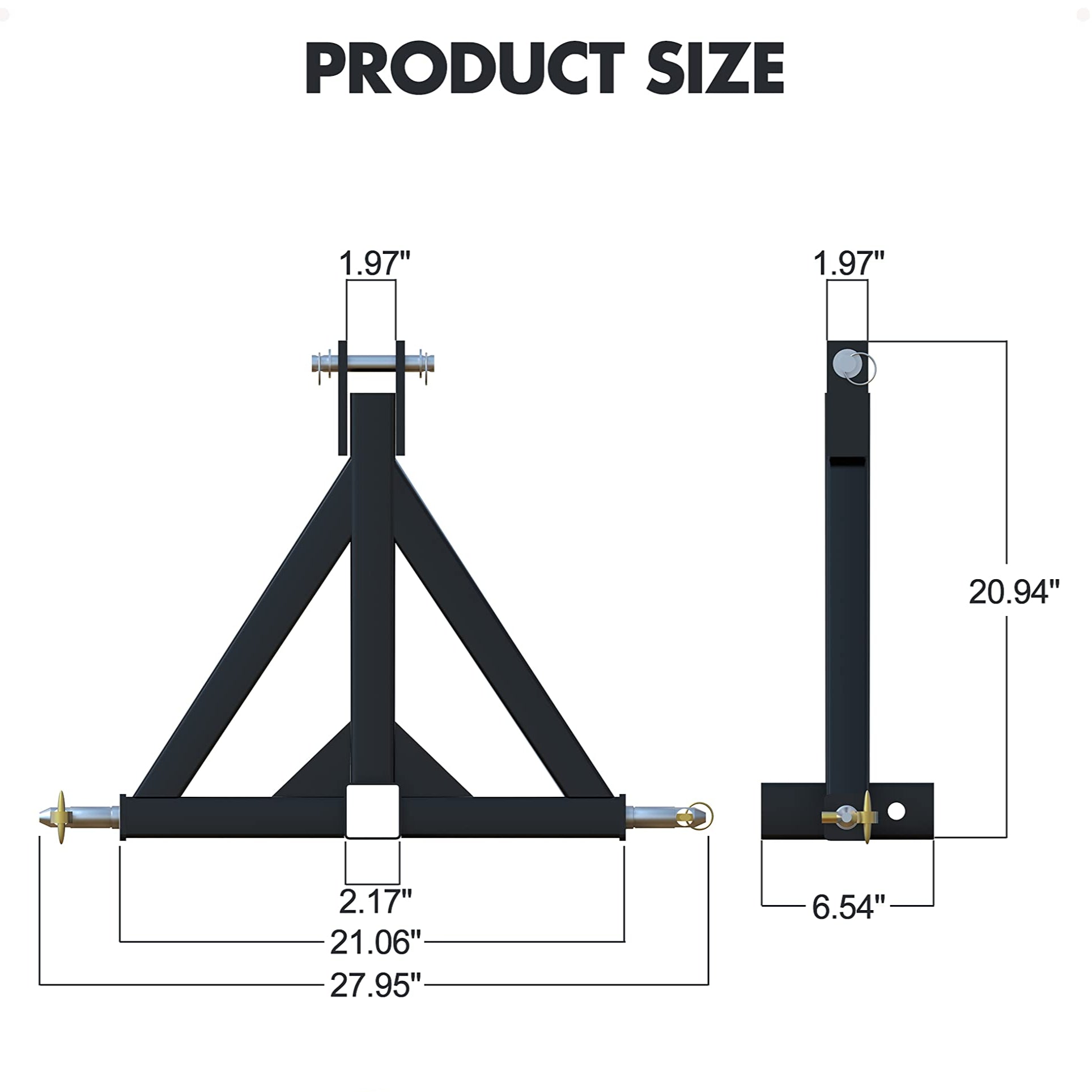 Garvee 3 Point Hitch 2 Inch Receiver Trailer Hitch Category 1 Heavy Duty Tractor Compatible for Kubota, John Deere, BX, LM25H, Cat, WLM Tractor, NorTrac, Yanmar, Kioti