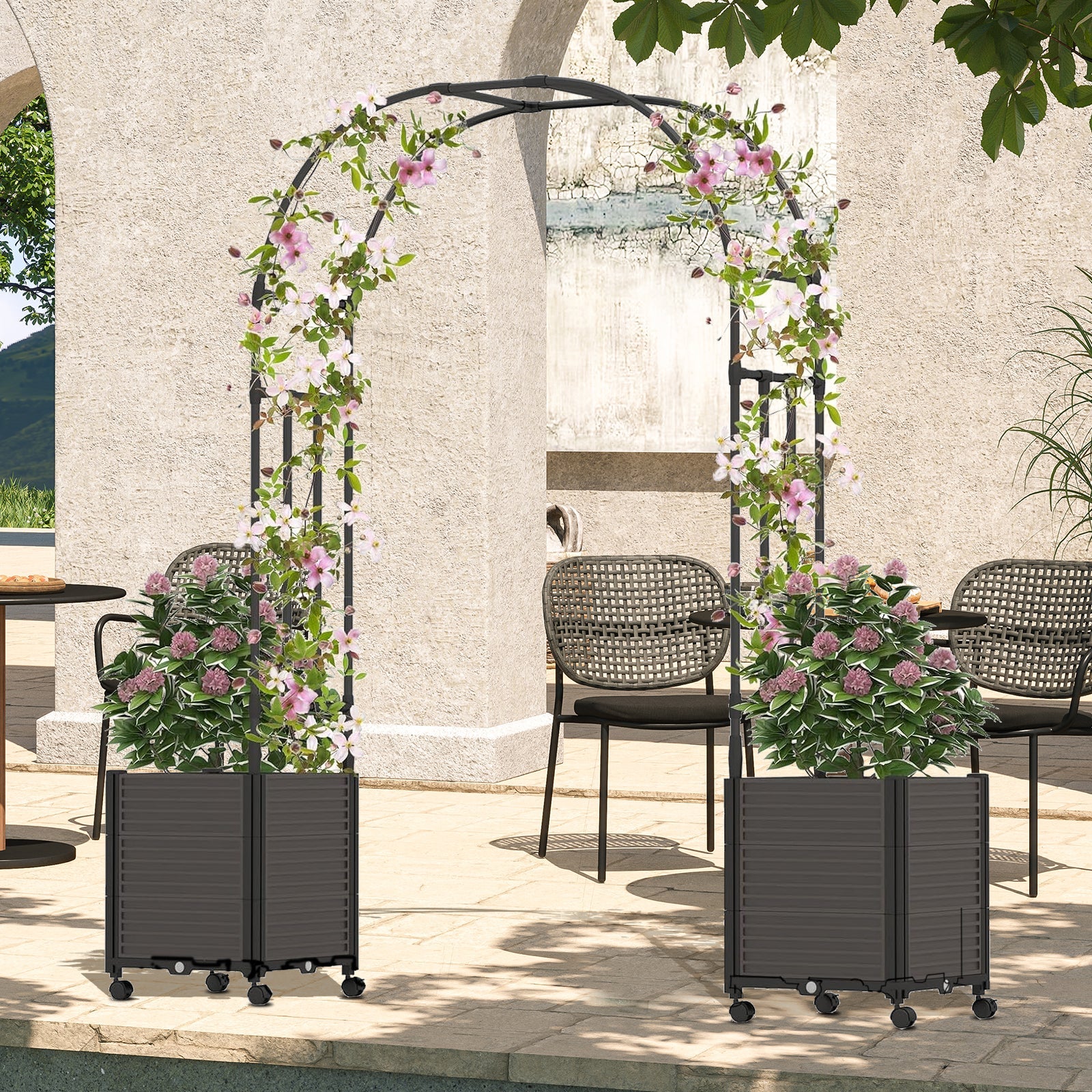 Garvee Metal Garden Arch Trellis, Black Wedding Arbor for Climbing Plants, Span 1.2