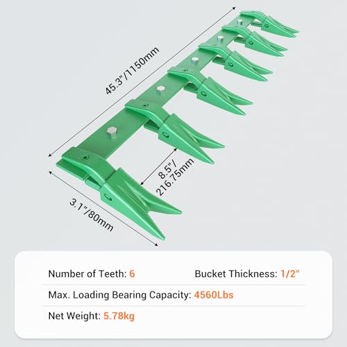 Garvee Bucket Tooth Bar, 46'', Heavy Duty Tractor Bucket Teeth Bar for Sub-Compact Tractor Loader, 4560 Lbs Load-Bearing, Fits Bucket Cutting Edges Sized 1/2" or Less with Effortless Installation