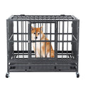 Garvee 45 inch Heavy Duty Indestructible Dog Crate Steel Escape Proof,Indoor Dog House High Anxiety Cage,Kennel with Wheels,Removable Tray
