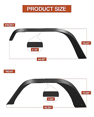Garvee 4 PCS Fender Flares for 2007-2018 Jeep Wrangler JK/JKU