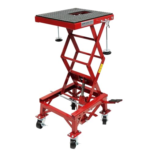 Garvee 300 LBS Hydraulic Motorcycle Lift Jack, 300 LBS ATV Scissor Lift Jack for Motorcycles - With Wheels