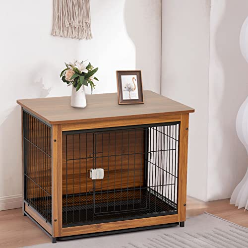 Garvee 31 Inch Wooden Dog Crate Furniture Dog Crate End Table