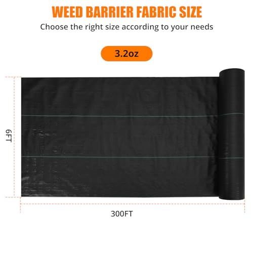 Garvee 3.2OZ Weed Barrier Landscape Fabric, 6 * 300FT Heavy Duty Garden Weed Fabric, Woven PP Weed Control Cover, Driveway Cloth, Geotextile Fabric for Landscaping, Ground Cover, Weed Blocker Mat