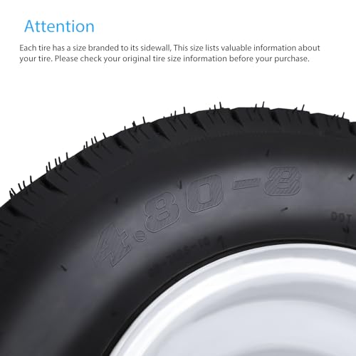 Garvee 4.80-8 Trailer Tires, 2 Pack, Load Range C 6PLY, 8"x3.75" Rims 5 Lug on 4.5", Max Load 760 LBS @ 90 PSI, Durable Nylon Cord Design for Utility, Cargo & Boat Trailers