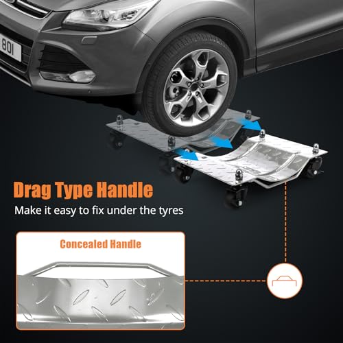 Garvee Wheel Dolly, 6000 lbs/2722 kg Car Dollies, Wheel Dolly Car Tire Stake Set of 4 Piece, Heavy-duty Car Tire Dolly Moving Cars, Trucks, Trailers, Motorcycles, and Boats, Silver