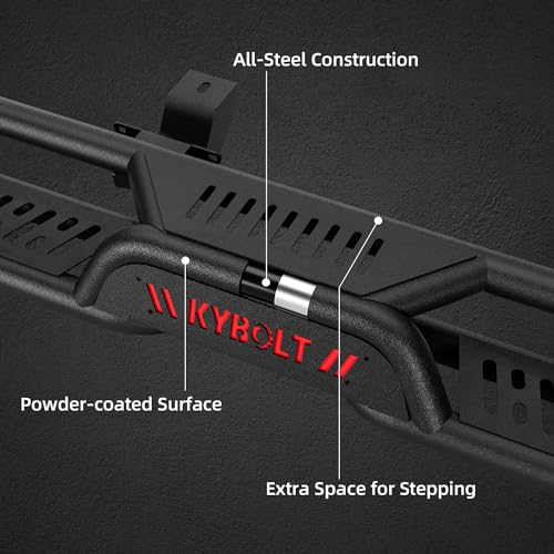 Garvee Running Boards 6.5 Inches with Two Stairs Design Compatible with 2007-2018 Chevy Silverado, 2007-2019 2500HD 3500HD Crew Cab(4 Full Size Doors/Gas Only), Bolt-on Side Steps