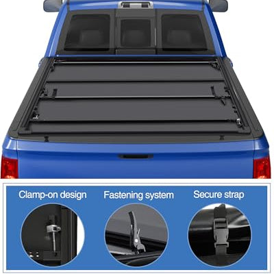 Garvee Soft Quad Fold Truck Bed Tonneau Cover Compatible with 2002-2023 Dodge Ram 1500, 2003-2023 Dodge Ram 2500 3500, 6.4 ft Bed