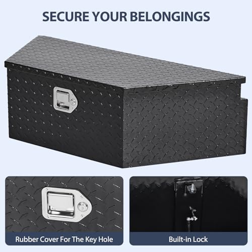 Garvee 39 Inch Black Diamond Plate Trailer Tongue Box, Waterproof