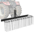Garvee 72 Inch Pine Straw Rake, 30pcs 8mm Coil Spring Tines Durable Powder Coated Steel Tow Behind Landscape Rake with 3 Point Hitch Receiver Attachment Fit to Cat0 Cat 1 Tractors for Leaves Grass, Black