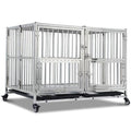 Garvee 42 Inch Full Stainless Steel Dog Crate with Wheels & Double Door