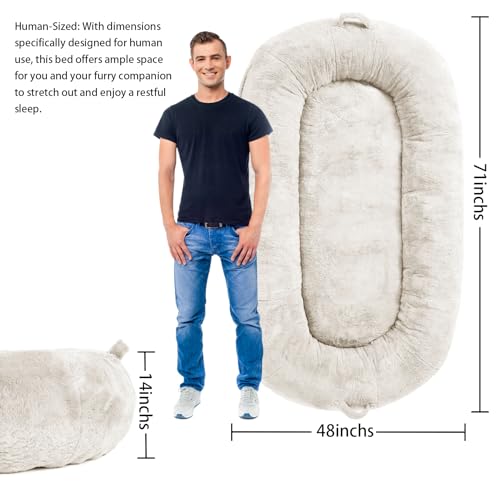 Garvee Giant Dog Bed for Men and Women, 75"x48"x14" - Washable & Plush Dog Bed for People, Suitable for Adults，Human-Sized Bed