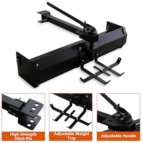 Garvee 42" Tow Behind Box Scraper Lawn Tractor Attachments with Tractor Box Blade Hitch Tow Fit for ATV UTV, Black