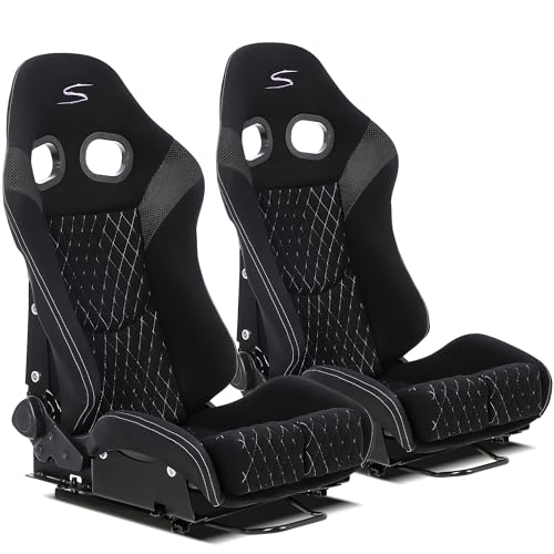 Garvee Racing Seats PU & Carbon Leather, Adjustable Angle, Dual Sliders, Purple, 1 Pair