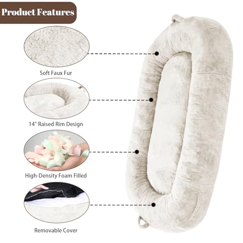 Garvee Giant Dog Bed for Men and Women, 75"x48"x14" - Washable & Plush Dog Bed for People, Suitable for Adults，Human-Sized Bed