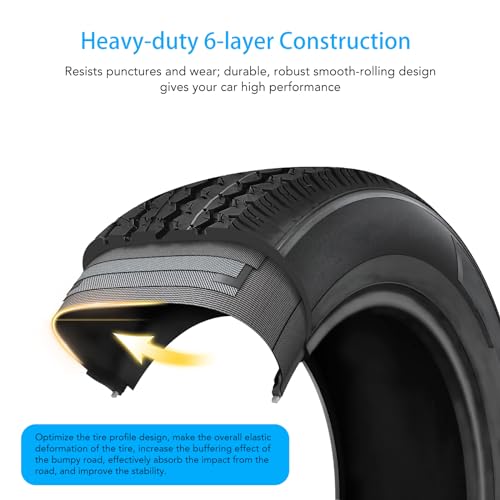Garvee 4.80-8 Trailer Tires, 2 Pack, Load Range C 6PLY, 8"x3.75" Rims 5 Lug on 4.5", Max Load 760 LBS @ 90 PSI, Durable Nylon Cord Design for Utility, Cargo & Boat Trailers