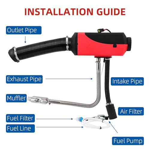 Garvee Diesel Air Heater 12V with 10L Tank & Muffler, Diesel Heater 5KW, Diesel Parking Heater with LCD Thermostat Monitor & Remote Control for Trucks, Trailer, Boat and Motor-Home